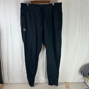 Under Armour Jogger Pants Mens XXL Tall Black Loose Fit Zipper Pockets